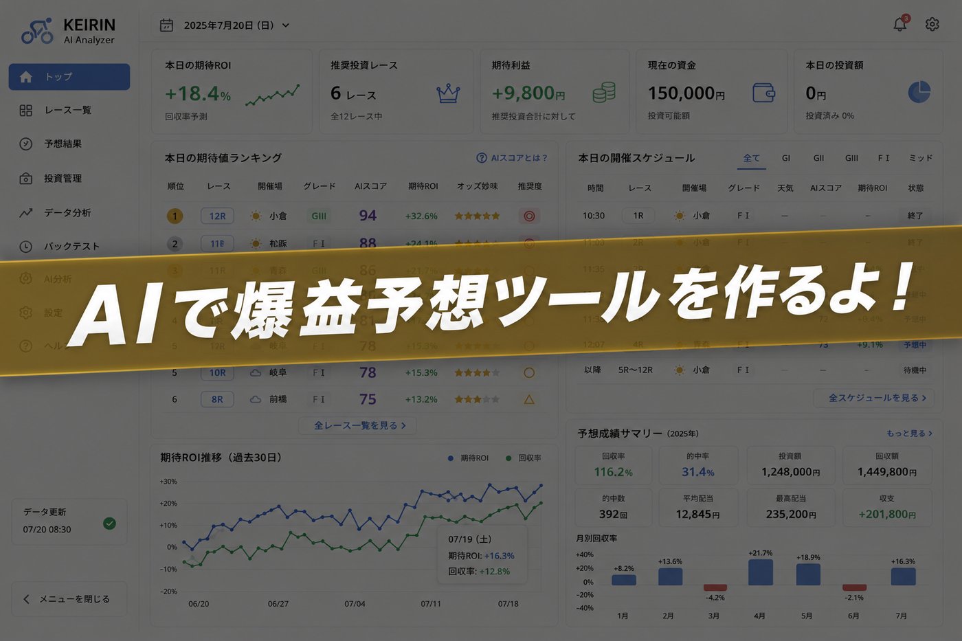 競輪AI予想ダッシュボードのイメージ